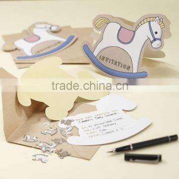 Vintage Theme Party SHABBY Horse Baby Bear Rocking Horse Rocking Horse Invitations Baby shower Party Supplies