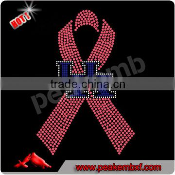 Hot Sale Pink Ribbon Rhinestone Uk Pattern Iron On Designs