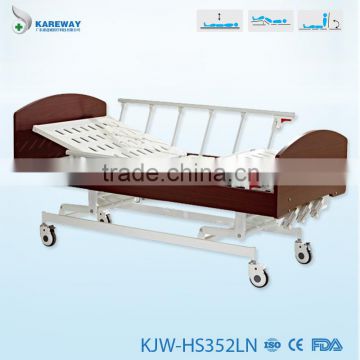 3 cranks manual homecare bed, wooden hospital bed KJW-HS352LN