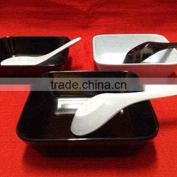 Square melamine black and white colour bowl plate