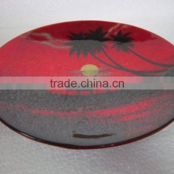 Sunset on the Halong Bay inlay lacquer dish, special design for traditional Vietnamese culture