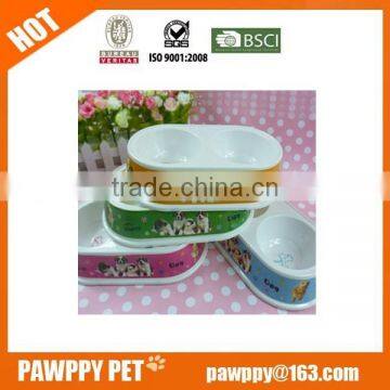 2015 hot sale custom melamine dog bowl with rubber nonslip mat