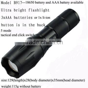 Aluminium alloy XML-T6 rechargeable zoom flashlight LED torch flashlight tactical flashlight