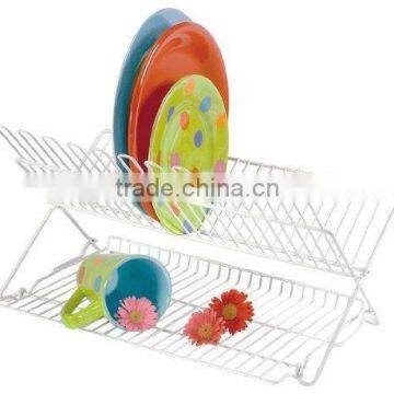 White folding kitchen dish drying rack