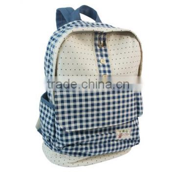 Grid Pattern School Backpack Cute for Girls with Bottons