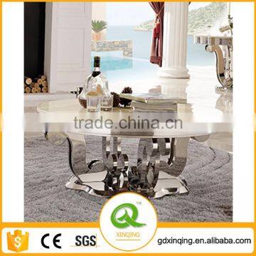 Round Marble White Coffee Table Stainless Steel Dining Room Table