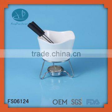 Porcelain,stonware Material and Fondue Set Dessert Tools Type Chocolate Warmer Mini Fondue Cup With Forks,fondue Set photo-3