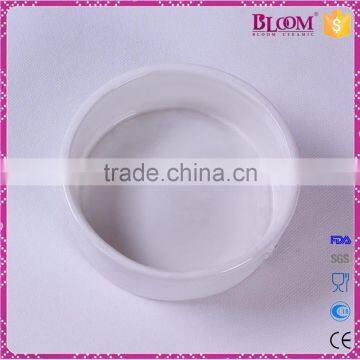 White Glazed Round Ceramic Pet Food Bowl photo-5