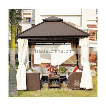 China classical design outdoor rattan gazebo/ double canypo square pavilion