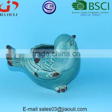 BSCI Audit Factory Antique Style Garden Decor Ceramic Bird, Garden Planter Bird photo-4