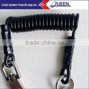 Spring Steel Wire Safety Tool Lanyards With Locking Carabiners