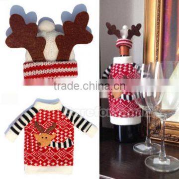 Lovely Wine Bottle elk Cover Xmas Santa Table Decor Christmas Bottle Cap Party Gift