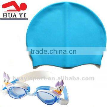 Silicone Fashion Custom Kids Swimming Cap and Goggle Set
