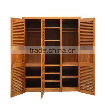Furniture For Bed Room,Cabinet Solid Teak Wood ,3 Doors With Louvre, With Shelves and Drawers Inside photo-2