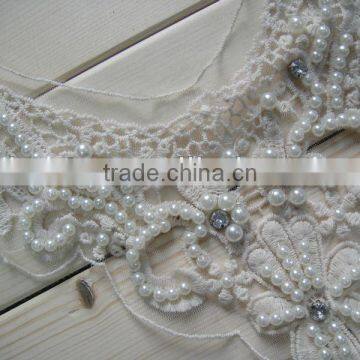 handmade Hot White Pearl diamond cotton lace latest women collar designs