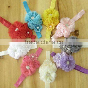 shabby fabric flower baby hair accessories for new year