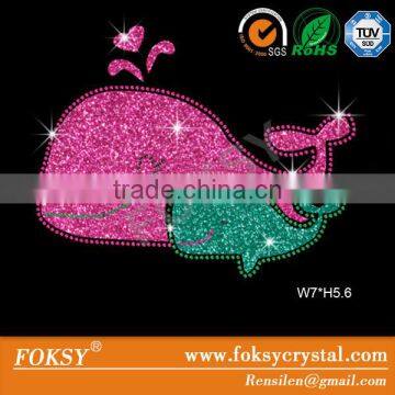 Lovely Whale glitter heat transfer design wholesale