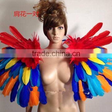 Professional Brazil carnival One pair colorful feather showgirl shoulder pieces