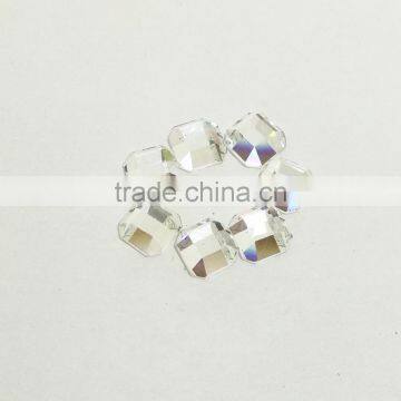 square shape glass flat back pendant crystal loose beads for garments accessories