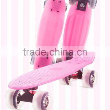 HSCW19 Jelly color 22'' mini LED plastic fish skateboard with flash wheel for kids