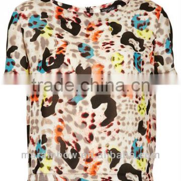 wholesale popular design short style cropped sublimation printing leopard t shirts tops