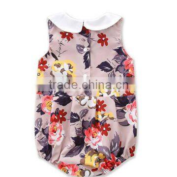 White Collar Bodysuit Vintage Black Floral Newborn Baby Clothes Romper Apparel photo-2