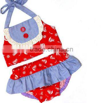 Balloon Pattern Baby Swimwear Cotton Bikini Ruffle Bloomer Summer Beach Wear photo-2
