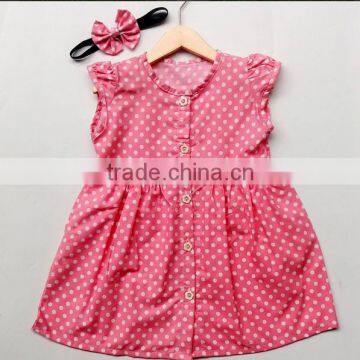 Little Girls Cotton Frock Designs Dress Baby Girls Polka Dot Sleeveless Casual Party Wear Dress Wholesale photo-2