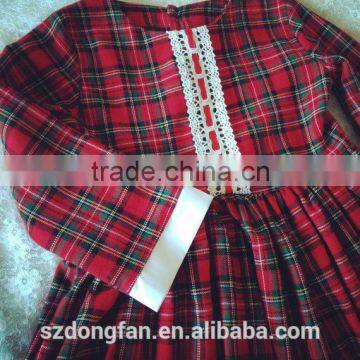 Baby Girls Winter Long Sleeve Vintage Plaid Christmas Lace Dress Red Classic Dress photo-3