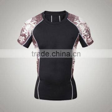 100% Polyester Short Sleeve Mens Slim Fit Bodybuilding Blank T Shirt Fashion Sports Jersey Tee photo-3