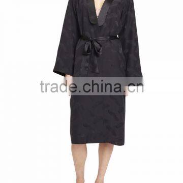 Customize ladies luxury silk satin long robe, sexy long sleeve kimono robe 2017016