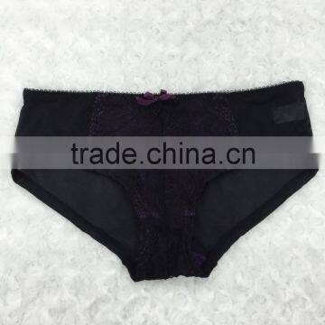 Fashion New Design Sexy Purple and Black Sexy Fancy Bra Panty Set photo-3