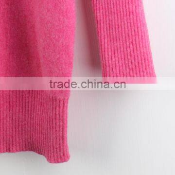 High Quality Plain Knit Deep V Neck 100% Cashmere Women Sweater photo-3