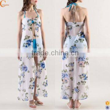 Bohemian Maxi Sexy Beach Dress Women Chiffon Maxi Printed Long Dresses