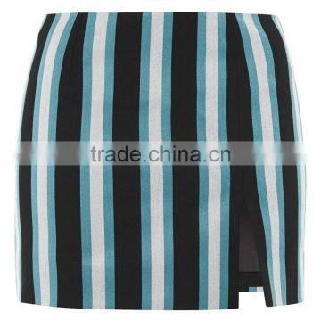 2017 OEM Summer Sexy Multi-color Vertical Striped Mini Skirt photo-5