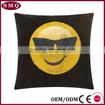 Emoticon Emoji Embroidered Sequin Pillow Cushion Cover photo-4