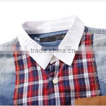 2016 New Arrival England Style Splicing Men Denim Casual Shirt photo-3
