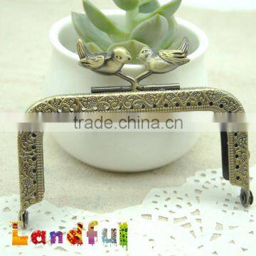85mm 3.35inch Antique Brass Two Birds Kiss Lock Metal Handbag Purse Frame photo-2