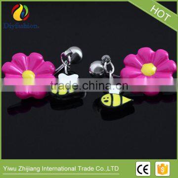 Cute Animal Stainless Steel Flower Honey Body Piercing Belly Ring