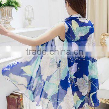 New Fashion Summer Floral Printing Silk Scarves Women Magic Mutifunctional Scarves Shawl photo-6