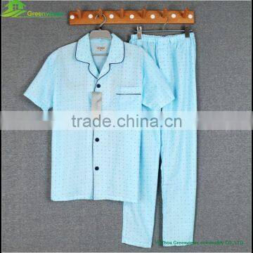 Customize Men's Summer Sleepwear,Pure Cotton Short Sleeve men pajamas set sleepwear wholesale GVBS0010