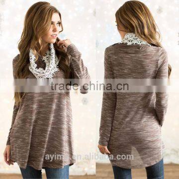 lovable long sleeve tunic for fashion ladies tunic top wholesale