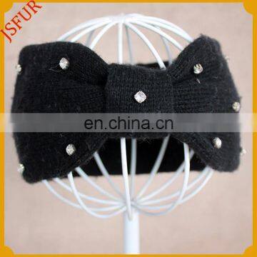 Unique latest design ladies cotton knit headband wholesale fashion headband with crystal decoration