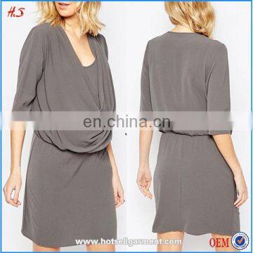 2016 New arrival fashion cowl neck knit latest net dress designs nursing maternity formal dress