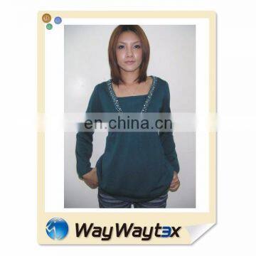 Pullover 100 Acrylic 12GG lady long sleeves sweater