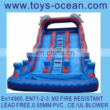 2016 New Commercial Inflatable water slide,giant inflatable water slide for sale,large slides dolphin with water pool for kids