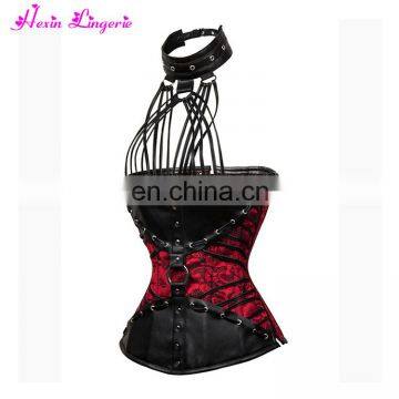 Eaby Hot Sale sexy women slimming red gothic steel boned corset sexy