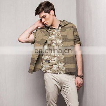 T-MSS019 Round Bottom Casual Wide Stripe Half Sleeve Men Shirt photo-5