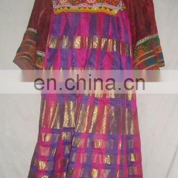 (KD-18) Afghan Kuchi Embroidery Tribal Dress with large sleeves and skirts