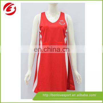 Cheap dresses custom sublimated netball dress origin in china